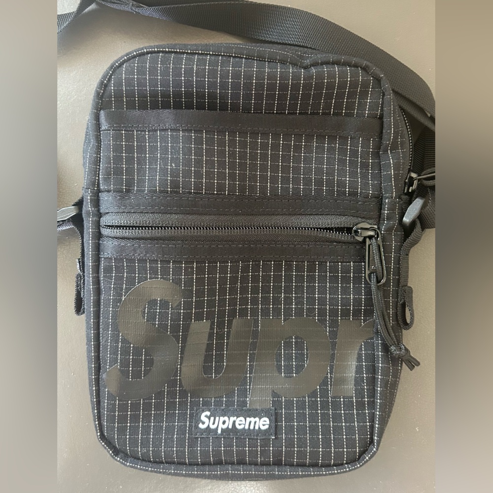 Supreme Black Checkered Belt Bag